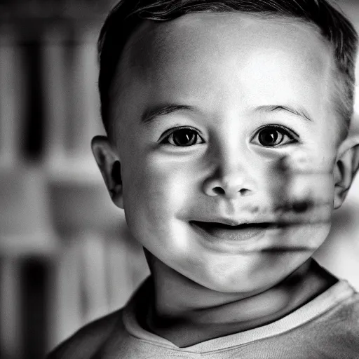 Image similar to toddler elon musk with long mustache and epic beard, 5 0 mm, studio lighting