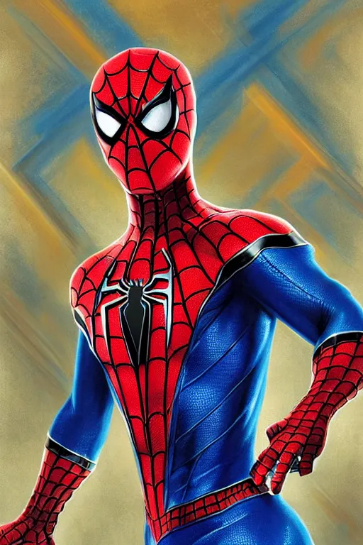 Image similar to Spiderman but his costume is a combination of blue red yellow and green, intricate, elegant, highly detailed, centered, digital painting, artstation, concept art, smooth, sharp focus, illustration, art by artgerm and donato giancola and Joseph Christian Leyendecker, Ross Tran, WLOP