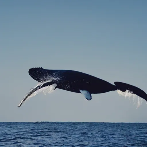 Image similar to a whale above an airplane