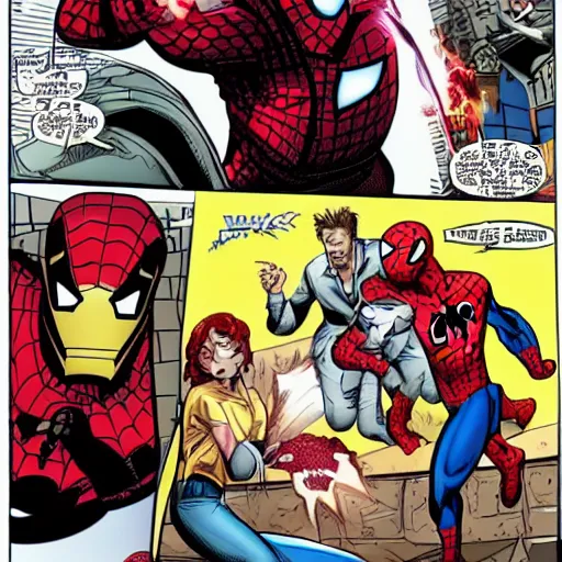 Image similar to iron man versus spider-man