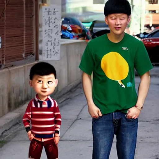 Image similar to chinese boy with buzz cut pixar style