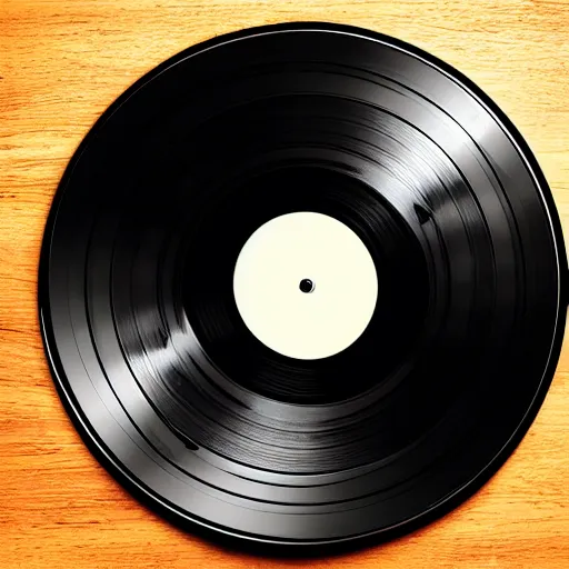 Prompt: a photograph of a black framed vinyl record, diffuse lighting