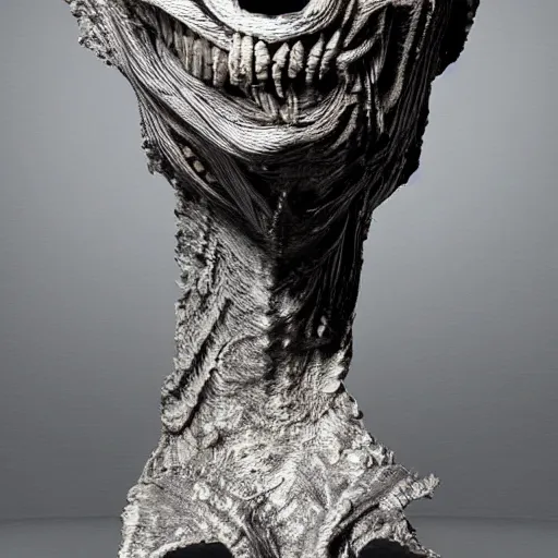 Image similar to cognitive optical illusion in the style of h.r. giger, sculpture, metal