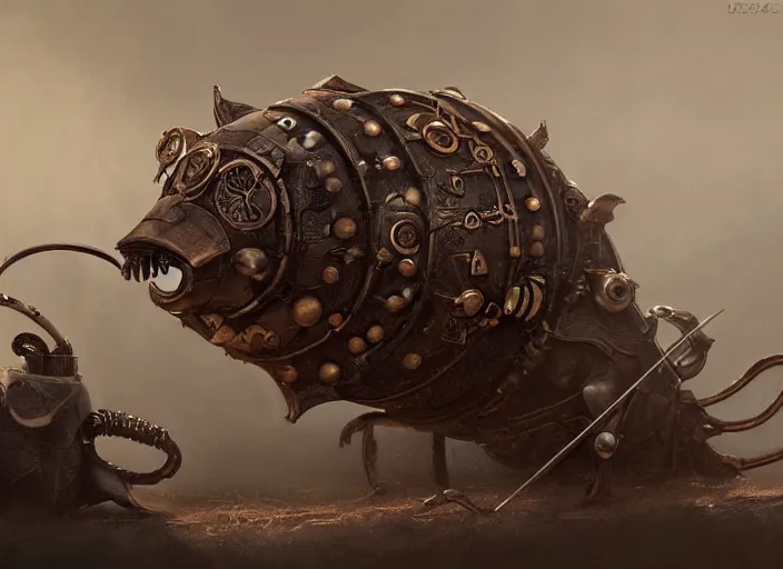 Image similar to ashigaru steampunk mouse, hard focus, art station, by jessica rossier and hr giger, cinematic