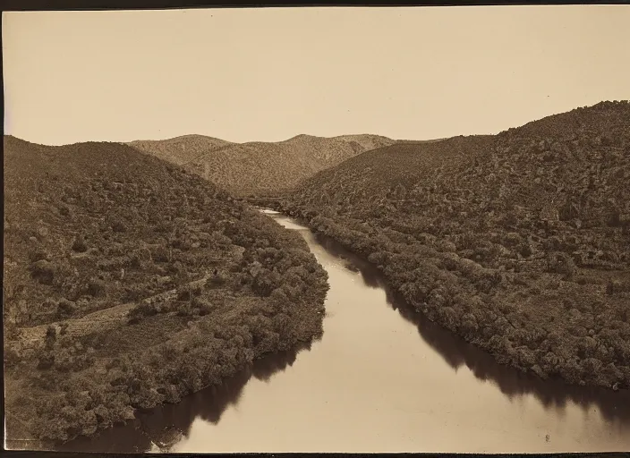Prompt: View of the shallow Gila river in a wide valley, albumen silver print, Smithsonian American Art Museum