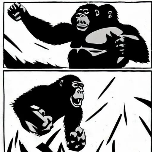 Prompt: gorilla punching, anime style