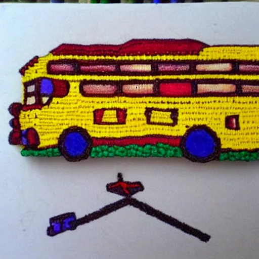 Image similar to school bus made of pencils