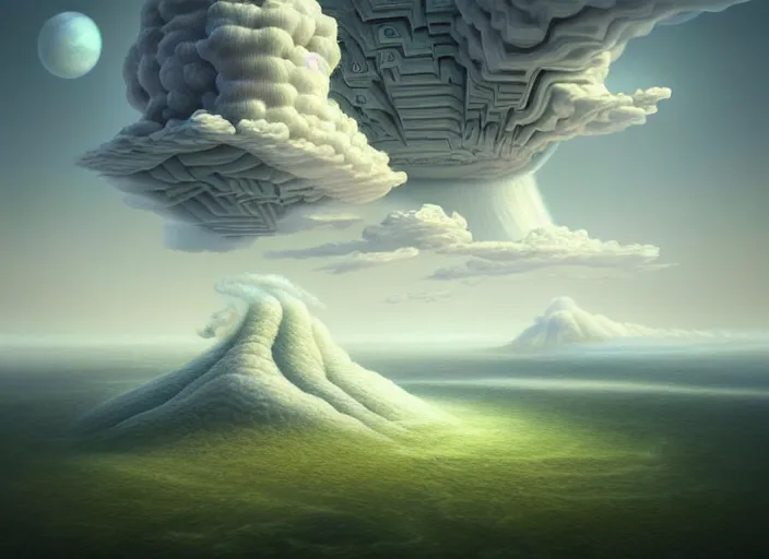 Prompt: a hyper - detailed 3 d render of venusian cloud farming, surrealism!!!!! surreal concept art, lifelike, photorealistic, digital painting, aesthetic, smooth, sharp focus, artstation hd, by valentina remenar, maximalism, art germ,