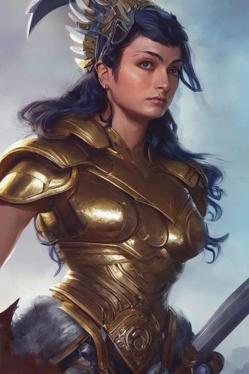 Image similar to amazon valkyrie athena, d & d, fantasy, portrait, highly detailed, headshot, digital painting, trending on artstation, concept art, sharp focus, illustration, art by artgerm and greg rutkowski and magali villeneuve