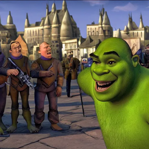 Image similar to Shrek in the Normandy landing