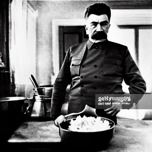 Image similar to Beautiful Food photography of Joseph Stalin Joseph Stalin in the kitchen making Gulash