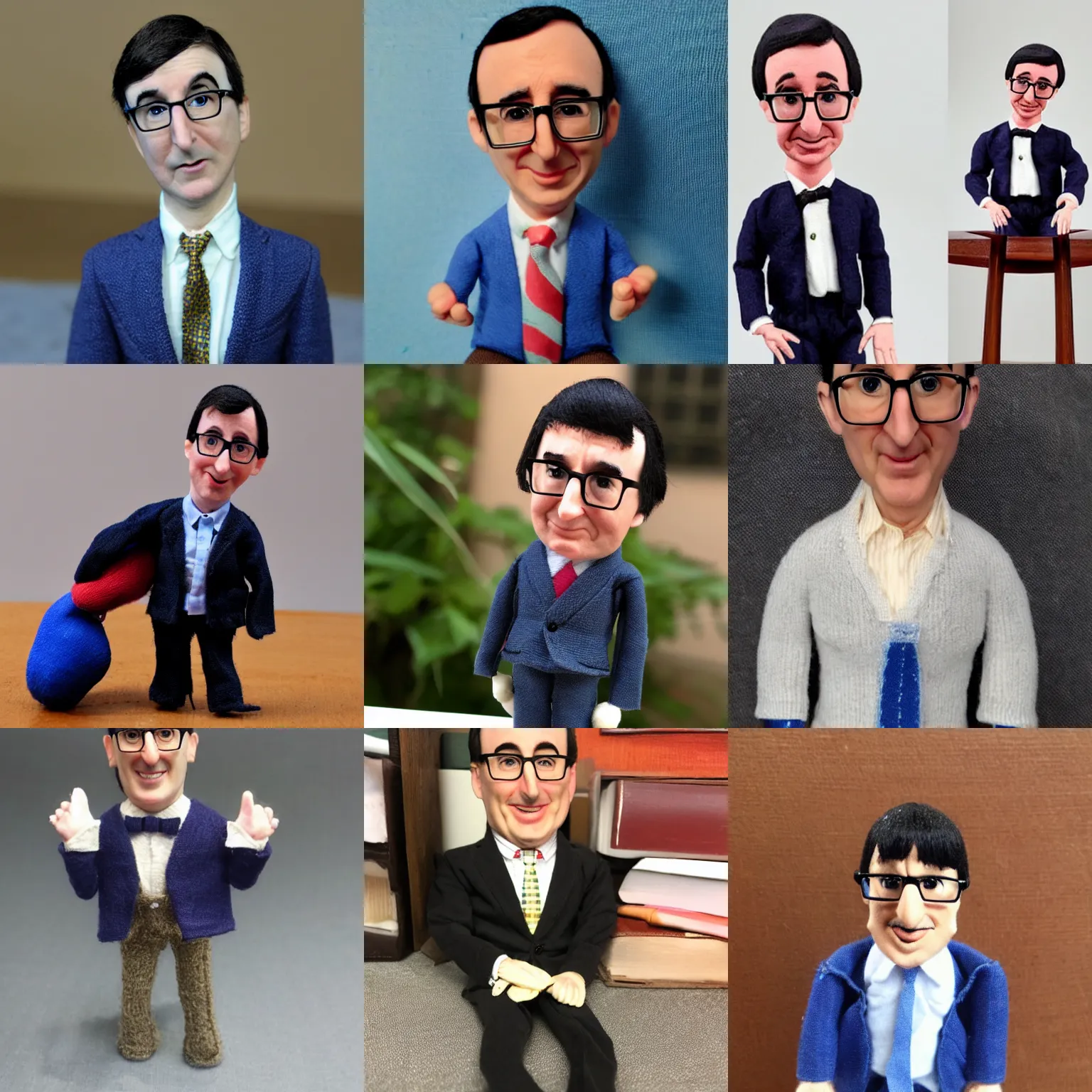 Prompt: collectible miniature handmade john oliver doll
