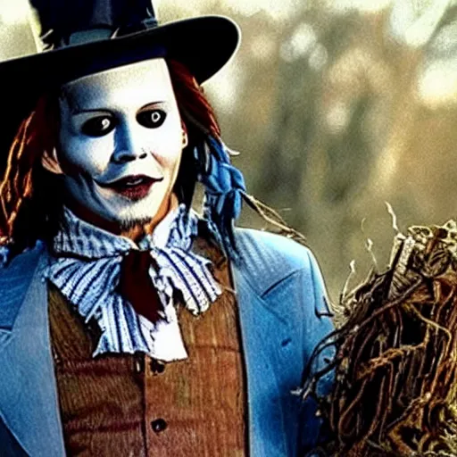 Prompt: Johnny Depp as the Scarecrow from The Wizard of Oz