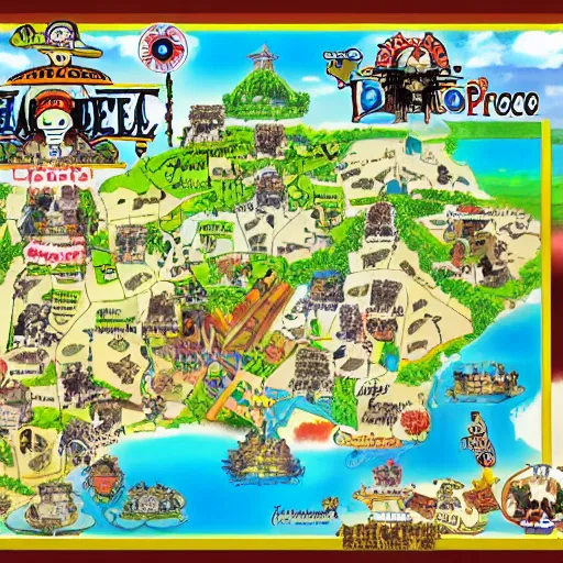 highly detailed map of one piece anime, Stable Diffusion