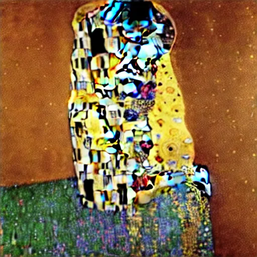 Image similar to Klimt's The Kiss but painted by Vincent Van Gogh