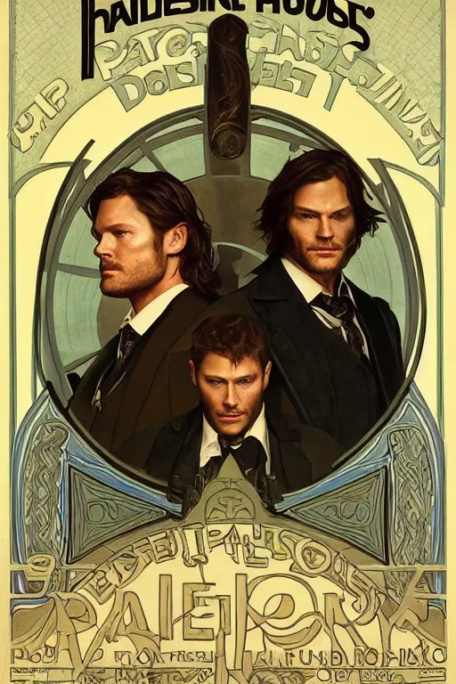 Image similar to a detailed matte portrait of jensen ackles holmes and jared padalecki as doctor watson, masterpiece, 8 k, art by alphonse mucha and greg rutkowski