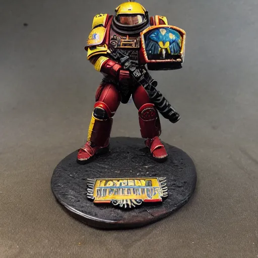 Image similar to 8 0 mm resin detailed miniature of elon musk as a warhammer 4 0 k space marine, product introduction photos, 4 k, full body, hyper detailed,