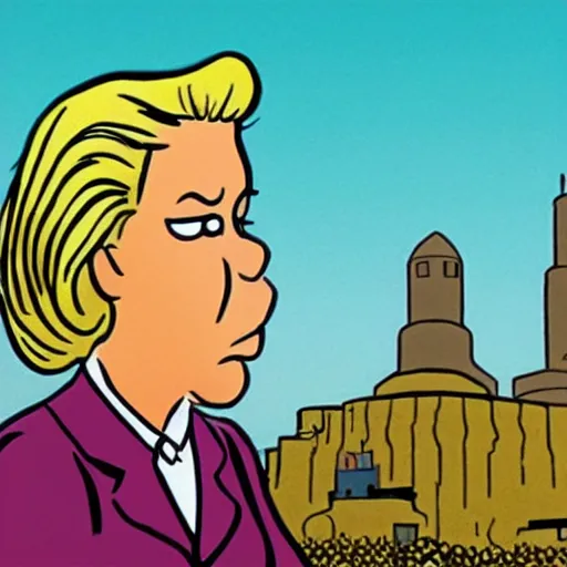 Prompt: a hand-drawn character from Tintin looking like Sara Netanyahu, Comics, Hergé