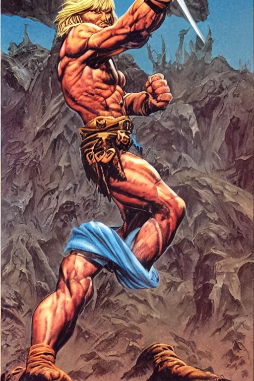 Image similar to A tall strong fighter by larry Elmore, Jeff easley and Frank Frazetta, and Boris Valejo