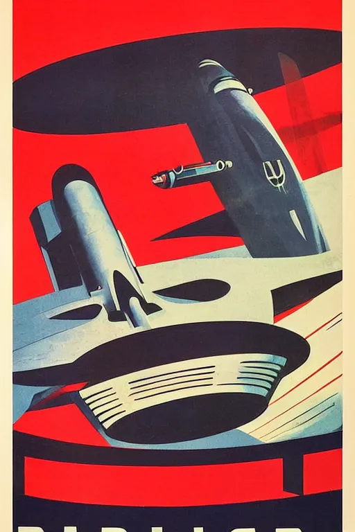 Image similar to ussr propaganda poster of 1 9 5 0 s space race, futuristic design, dark, symmetrical, washed out color, centered, art deco, 1 9 5 0's futuristic, glowing highlights, intense