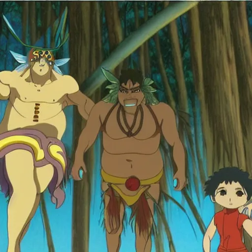 Image similar to screenshot from anime australian aboriginal mythology. dreamtime. studio ghibli. hayao miyazaki