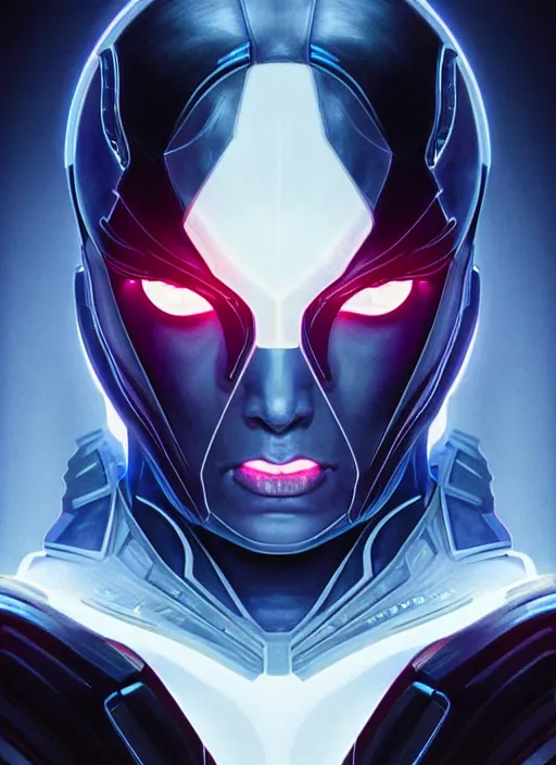 Image similar to Symmetry!! portrait of apocalypse from the X-men, sci-fi armour, tech wear, glowing lights!! sci-fi, intricate, elegant, highly detailed, digital painting, artstation, concept art, smooth, sharp focus, illustration, art by artgerm and greg rutkowski and alphonse mucha