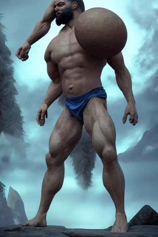 prompthunt: gigachad luigi bodybuilder fighting like saitama wearing a suit  in the mountain, fantasy character portrait, ultra realistic, anime key  visual, full body concept art like ernest khalimov, intricate details,  highly detailed