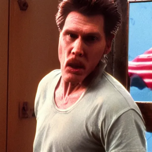 Image similar to Live Action Still of Jerma in Raising Arizona, real life, hyperrealistic, ultra realistic, realistic, highly detailed, epic, HD quality, 8k resolution, body and headshot, film still