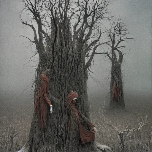 Prompt: witches by zdzislaw beksinski, color