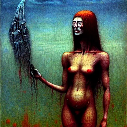 Image similar to female marthian by Beksinski