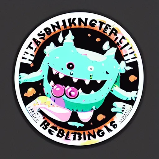 Prompt: cute monster skateboarding, sticker art, cronobreaker, beeple