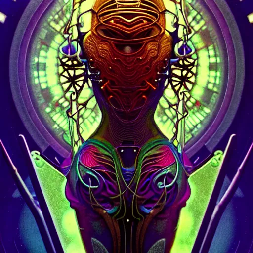 Image similar to extremely psychedelic beautiful brutalist cyborg organism infected by night. intricate, elegant, highly detailed, extremely lifelike photorealistic digital painting, artstation. steichen, gaston bussiere, tom bagshaw, brutalist cyberpunk alphonse mucha. elegant minimalism. anatomically correct. sharp focus. gold with white accents. surreal lush cosmic hallucination