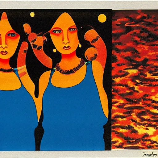 Image similar to Babylon Sisters, by Tadanori Yokoo