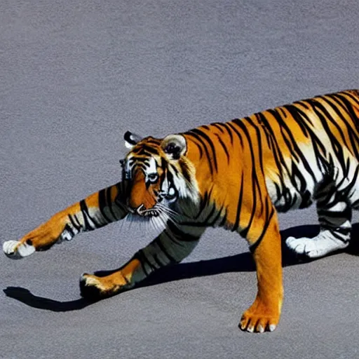 Prompt: photo of tiger dancing