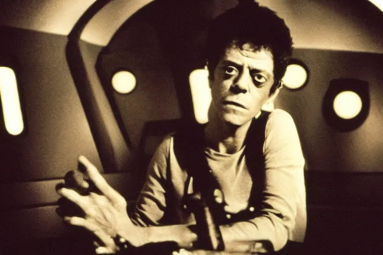 Image similar to lou reed on the bridge of a starship, movie still