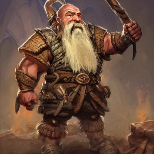 Image similar to dnd dwarf, strong, by Justin Gerard + Paul Bonner