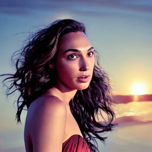 Prompt: woman who is a genetic combination of gal gadot and beyonce face and upper - body focus renaissance female in soft dreamy light at sunset, contemporary fashion shoot by edward robert hughes, annie leibovitz and steve mccurry, david lazar establishing shot, artistic, hyperrealistic