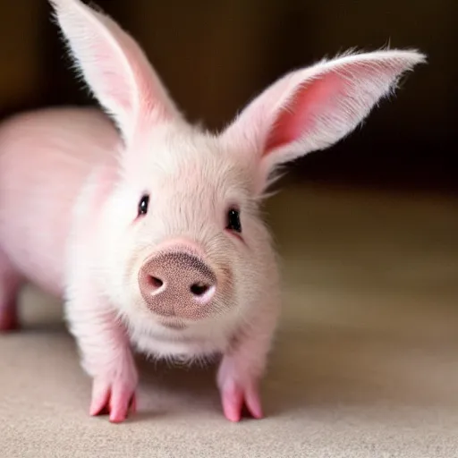 Prompt: half miniature piglet, half bunny