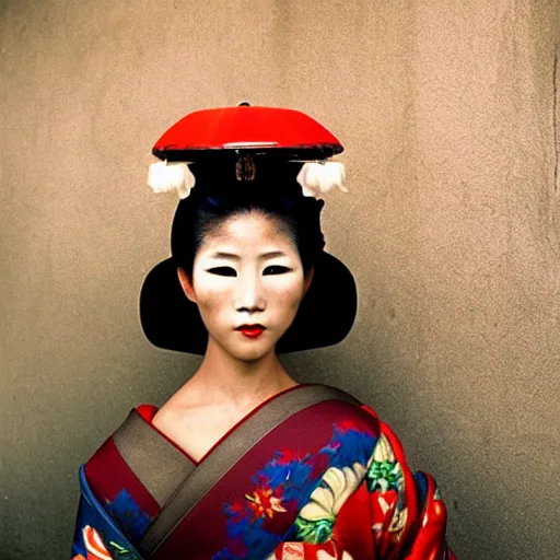 Image similar to portrait of a beautiful geisha, photograph by steve mccurry