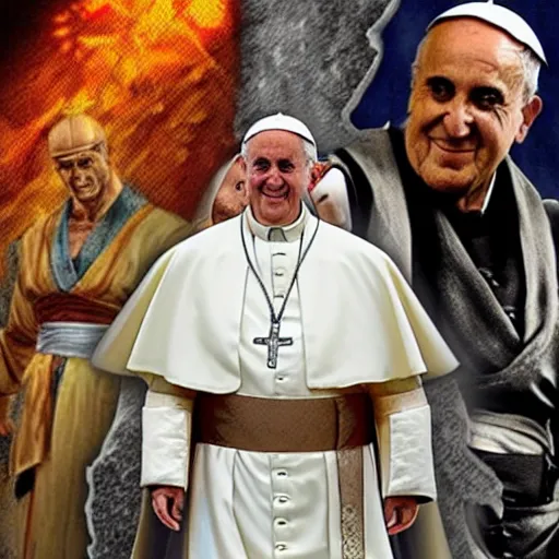 Image similar to the pope as a mortal kombat character