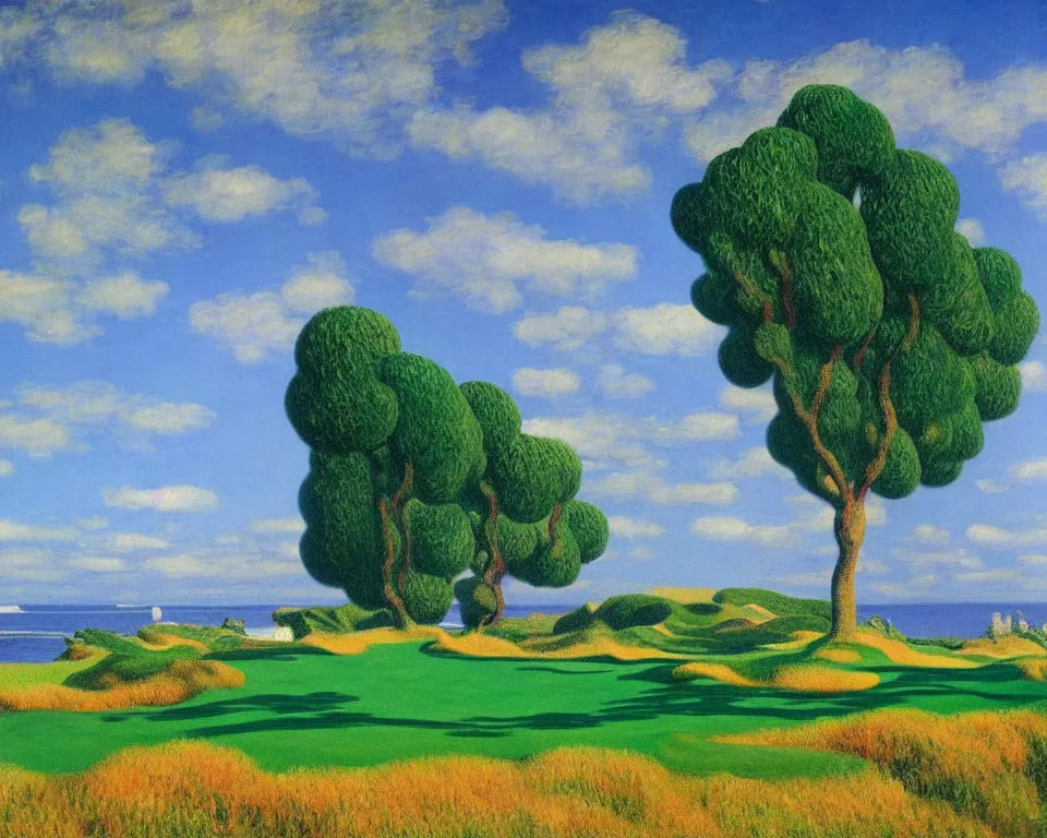 Image similar to achingly beautiful painting of bandon dunes # 1 8 by rene magritte, monet, and turner.