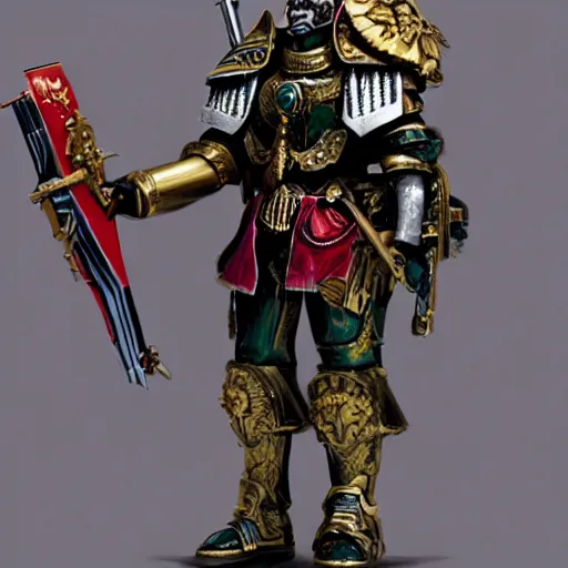Image similar to God Emperor BongBong Marcos, Warhammer 4K armor,