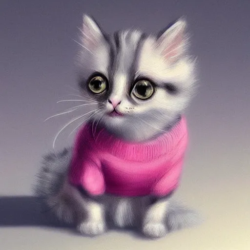 Image similar to cute kitten wearing a pink sweater, digital art, concept art, gemmy woud binnendijk, nixeu, artgerm