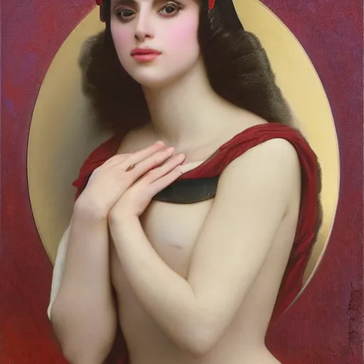 Image similar to Painting of Lady Gaga as Padme Amidala. Art by william adolphe bouguereau. During golden hour. Extremely detailed. Beautiful. 4K. Award winning.