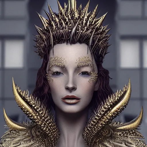 Prompt: queen of spikes, 4 k, intricate, jaw dropping, gorgeous, surreal, octane render
