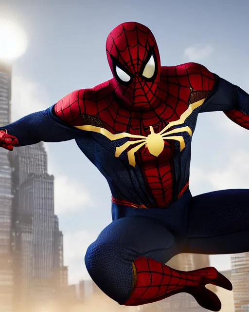 Image similar to photorealistic, hyperdetailed photograph of black spider - man suit with gold webbing by insomniac games