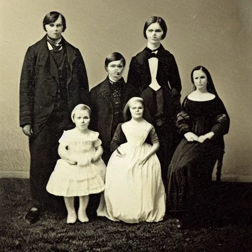 Prompt: 1 8 0 0 s family portrait with a shadow ghost figure on the photo, historical photograph