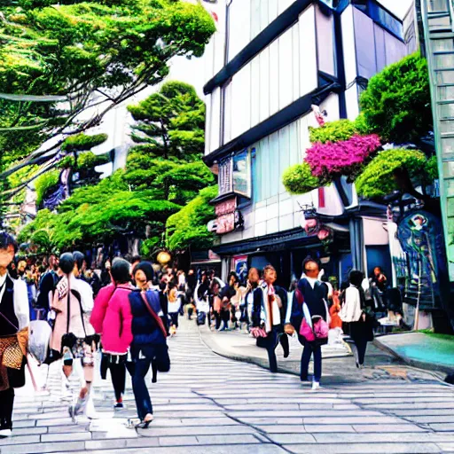 Image similar to harajuku street, studio Ghibli