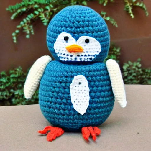 Image similar to crocheted penguin doll,