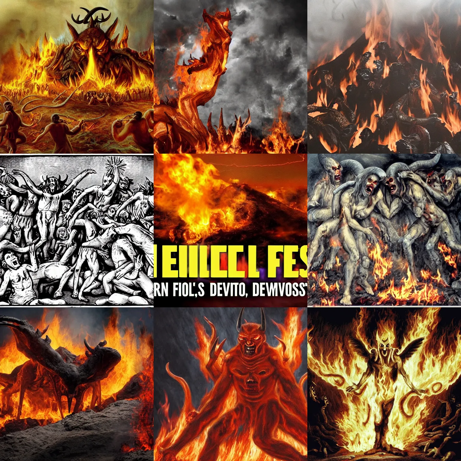 Prompt: Hell on earth, fires, catastrophe, evil demons, destruction, devils, satan